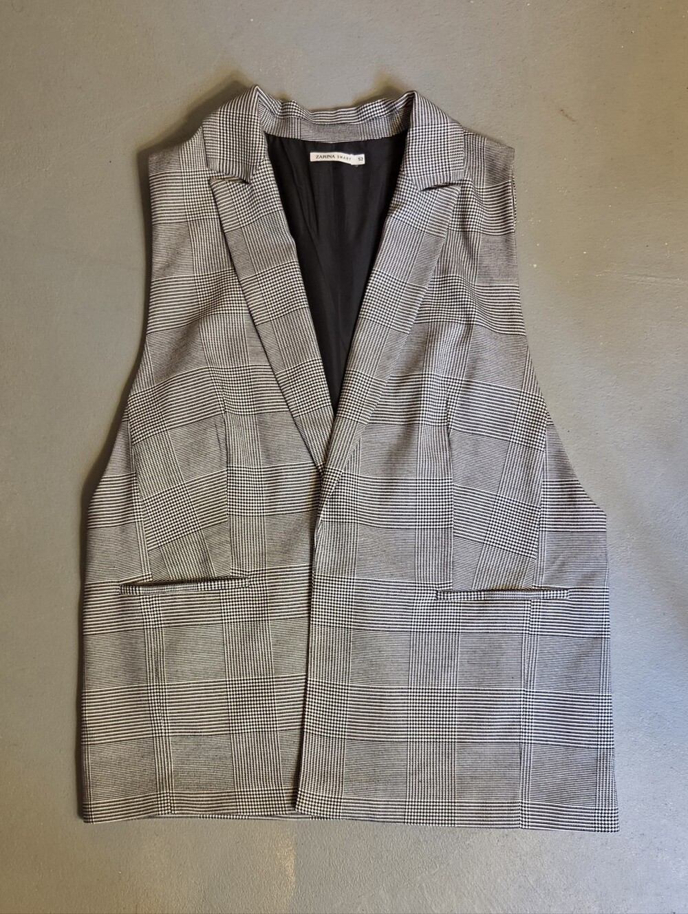 ZARINA SMART Women's Plaid Sleeveless Longline Vest Blazer Size 52 (US 14 / XL)